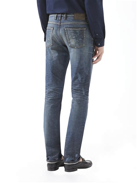 mens gucci jeans grey 100 cotton|gucci men's skinny jeans.